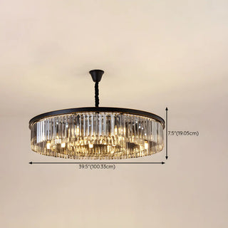 ZOWALA - Contemporary Black Prismatic Crystal Drum Chandelier Image - 19