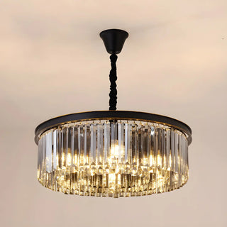 ZOWALA - Contemporary Black Prismatic Crystal Drum Chandelier Image - 4
