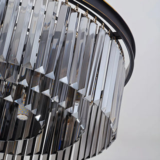 ZOWALA - Contemporary Black Prismatic Crystal Drum Chandelier Image - 8