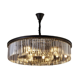 ZOWALA - Contemporary Black Prismatic Crystal Drum Chandelier Image - 7