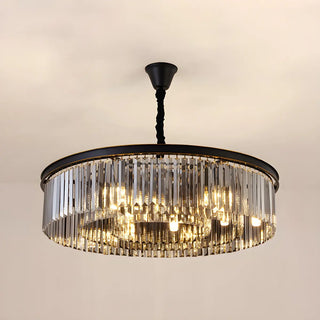 ZOWALA - Contemporary Black Prismatic Crystal Drum Chandelier Image - 9