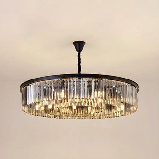 ZOWALA - Contemporary Black Prismatic Crystal Drum Chandelier Image - 10