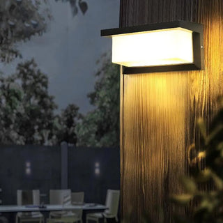 Modern Square Black Metal Outdoor Waterproof Wall Light Zawala Image - 1