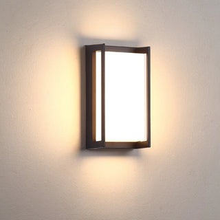 ZOWALA - Black Contemporary Rectangular Metal Outdoor Wall Light Image - 10