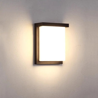 ZOWALA - Black Contemporary Rectangular Metal Outdoor Wall Light Image - 15