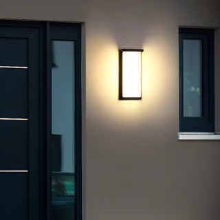 ZOWALA - Black Contemporary Rectangular Metal Outdoor Wall Light Image - 2