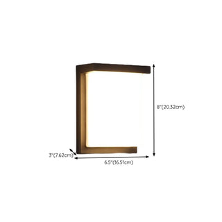 ZOWALA - Black Contemporary Rectangular Metal Outdoor Wall Light #size