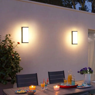 ZOWALA - Black Contemporary Rectangular Metal Outdoor Wall Light Image - 4