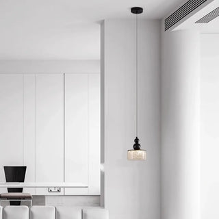ZOWALA - Contemporary Black Resin Cylinder Pendant Light Image - 3