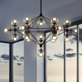 ZOWALA - Modern Geometric Glass Chandelier, Black, 10 Bulbs Image - 1