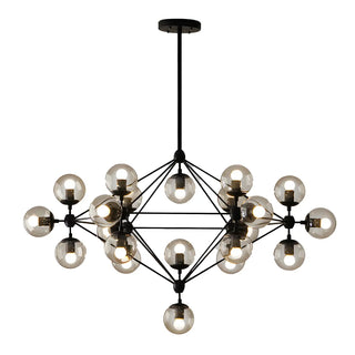 ZOWALA - Modern Geometric Glass Chandelier, Black, 10 Bulbs Image - 10