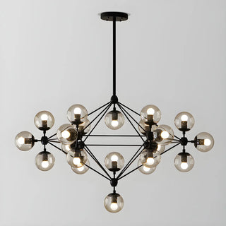 ZOWALA - Modern Geometric Glass Chandelier, Black, 10 Bulbs Image - 11