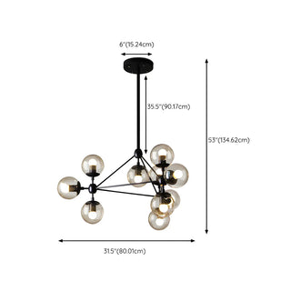 ZOWALA - Modern Geometric Glass Chandelier, Black, 10 Bulbs Image - 16