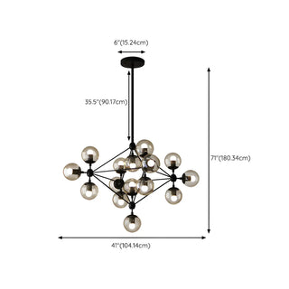 ZOWALA - Modern Geometric Glass Chandelier, Black, 10 Bulbs Image - 17