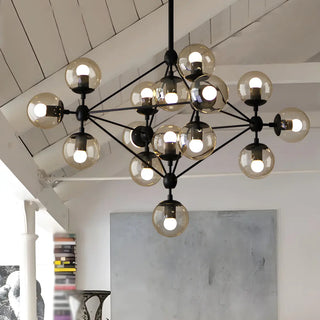 ZOWALA - Modern Geometric Glass Chandelier, Black, 10 Bulbs Image - 6
