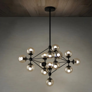 ZOWALA - Modern Geometric Glass Chandelier, Black, 10 Bulbs Image - 7