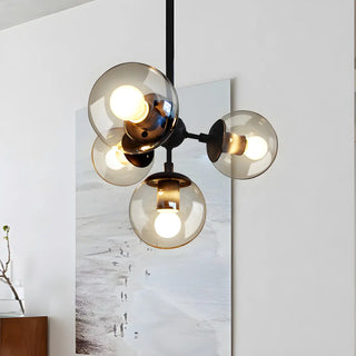 ZOWALA - Modern Geometric Glass Chandelier, Black, 10 Bulbs Image - 8