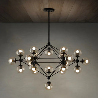 ZOWALA - Modern Geometric Glass Chandelier, Black, 10 Bulbs Image - 9