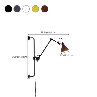 ZOWALA - Contemporary Swing Arm Metal Bedroom Red Wall Light #size
