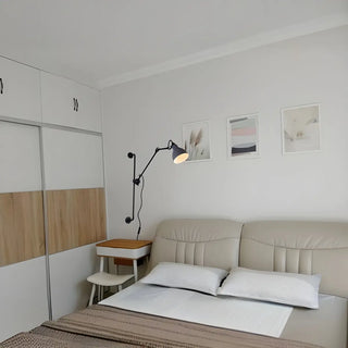 ZOWALA - Contemporary Swing Arm Metal Bedroom Red Wall Light Image - 5