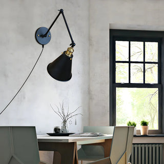 Contemporary Cone Swing Arm Dining Room Black Wall Sconce Image - 1