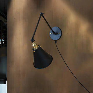 Contemporary Cone Swing Arm Dining Room Black Wall Sconce Image - 2