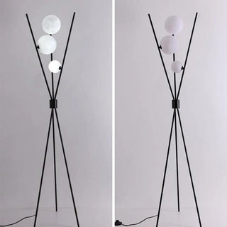 ZOWALA - Contemporary Multi-Sphere Black Tripod Floor Lamp Image - 10