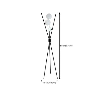 ZOWALA - Contemporary Multi-Sphere Black Tripod Floor Lamp #size