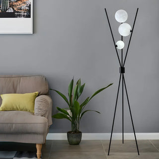 ZOWALA - Contemporary Multi-Sphere Black Tripod Floor Lamp Image - 9