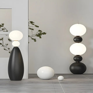 ZOWALA - Contemporary Gourd Black Sculptural Resin Floor Lamp Image - 1