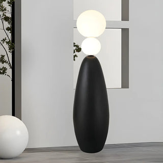 ZOWALA - Contemporary Gourd Black Sculptural Resin Floor Lamp Image - 2