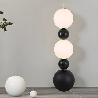 ZOWALA - Contemporary Gourd Black Sculptural Resin Floor Lamp Image - 3
