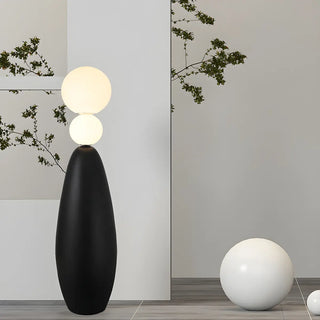 ZOWALA - Contemporary Gourd Black Sculptural Resin Floor Lamp Image - 8