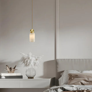 Contemporary Brass Alabaster Cube Bedroom Pendant Light Zawala Image - 2