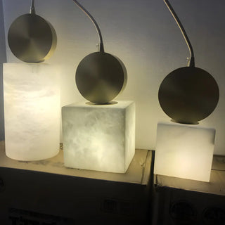 Contemporary Brass Alabaster Cube Bedroom Pendant Light Zawala Image - 3