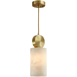 Contemporary Brass Alabaster Cube Bedroom Pendant Light Zawala Image - 6