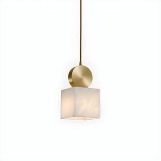 Contemporary Brass Alabaster Cube Bedroom Pendant Light Zawala Image - 8