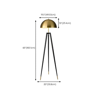 Contemporary Dome Brass Tripod Metal Floor Lamp Zawala #size
