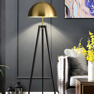 Contemporary Dome Brass Tripod Metal Floor Lamp Zawala Image - 3