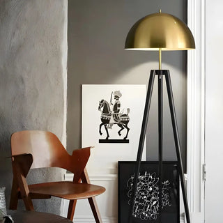 Contemporary Dome Brass Tripod Metal Floor Lamp Zawala Image - 5