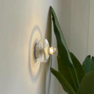 Contemporary Chrome Ribbed Glass Shade Wall Sconce Zawala Image - 14