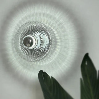 Contemporary Chrome Ribbed Glass Shade Wall Sconce Zawala Image - 4