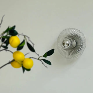 Contemporary Chrome Ribbed Glass Shade Wall Sconce Zawala Image - 5