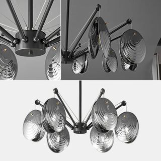 ZOWALA - Contemporary Chrome Shell Black Large Chandelier Image - 11