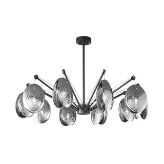 ZOWALA - Contemporary Chrome Shell Black Large Chandelier Image - 13