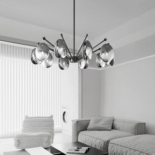 ZOWALA - Contemporary Chrome Shell Black Large Chandelier Image - 3