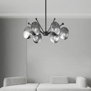 ZOWALA - Contemporary Chrome Shell Black Large Chandelier Image - 4