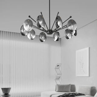 ZOWALA - Contemporary Chrome Shell Black Large Chandelier Image - 5