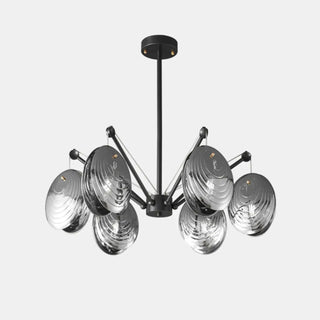 ZOWALA - Contemporary Chrome Shell Black Large Chandelier Image - 6
