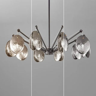 ZOWALA - Contemporary Chrome Shell Black Large Chandelier Image - 7